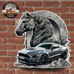 plaque vintage embossée ford mustang muscle-car américaine