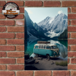 plaque tôle van vw combi road-trip montagne