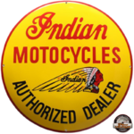 plaque émaillée indian motocycles authorized dealer ronde 50cm