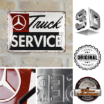 plaque métal embossée mercedes truck service 20x30cm