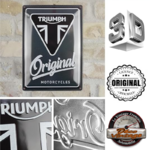 plaque métal embossée triumph original motorcylces 30x40cm
