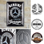 plaque relief genuine mercedes truck garage 30x40cm