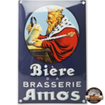 plaque émaillée publicitaire Amos brasserie