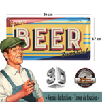 plaque métal cold beer served here 34x17 cm
