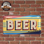 plaque métal cold beer rétro 60s 34x17 cm