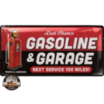 plaque 34x17 gasoline & garage en relief