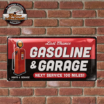 plaque métal gasoline and garage rétro 60s 34x17 cm
