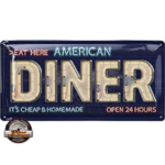 plaque 34x17 american diner en relief