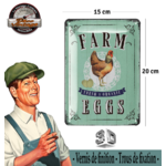 plaque métal oeufs frais de la ferme