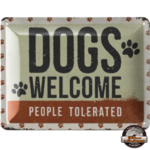 plaque 15x20 dogs welcome en relief