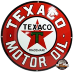 plaque émaillée ronde logo texaco motor oil