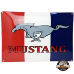 plaque émaillée ford mustang drapeau