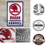 plaque métal embossée Skoda service