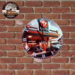 horloge mural station-service rétro