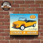 plaque métal vintage citroen méhari orange 30x40 cm