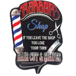 plaque métal barber shop 39x31