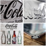 plaque coca-cola bottle timeline design rétro