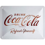 plaque émaillée coca-cola blanche rétro