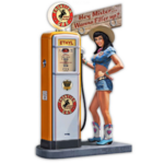 plaque métal pin up pompe station essence vintage