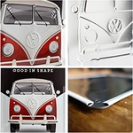 plaque émaillée volkswagen combi rouge et blanc