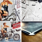 plaque émaillée vintage best garage motos