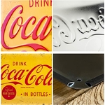 grande plaque tôle coca-cola yellow logo vintage jaune