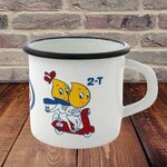 mug émaillé esso 2 temps vintage