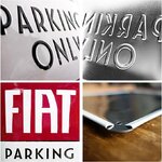 plaque tôle fiat parking only rétro
