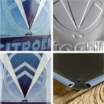 plaque émaillée citroen logo vintage bleu
