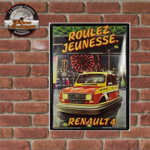 plaque tole renault 4l vintage roulez jeunesse