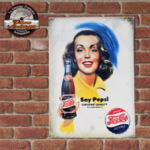 plaque tole vintage publicitaire Pepsi pin-up