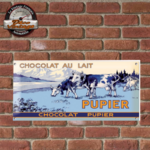 plaque émaillée chocolat pupier vaches rétro