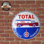 plaque vintage émaillé huile Total