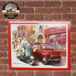 plaque métal vintage fiat 500 dolce vita 30x40