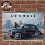 plaque métal vintage renault 4cv new-york