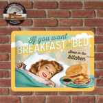 plaque humoristique breakfast pin-up