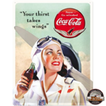 plaque coca-cola pin up aviateur