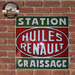 plaque émaillée rétro huiles renault