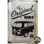 plaque tôle en relief nostalgic art vw combi original rétro