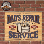 plaque vintage dads garage service 30x40 cm