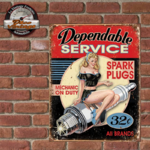 plaque vintage dependable service pin-up 30x40 cm