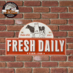plaque tôle en relief vintage fresh milk lait frais