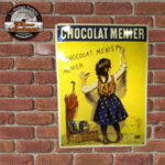 plaque tôle en relief affiche chocolat menier 30x40 cm
