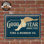 plaque métal relief goodyear tire rubber 20x30