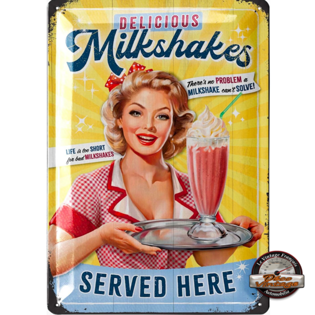 Plaque Métal Vintage Milkshakes – 40 X 30 Cm – Déco Murale – UK