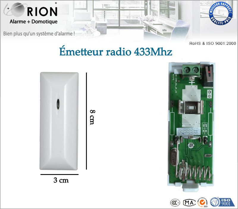Transmetteur sans fil 433Mhz pour centrale d\'alarme MEIAN, ORION