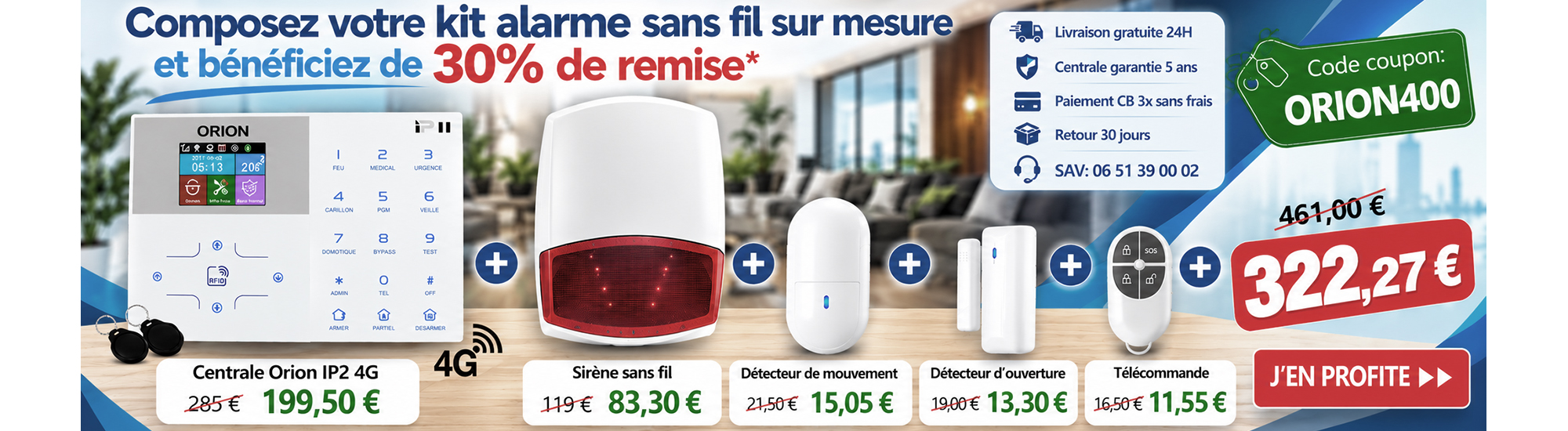 Composez votre kit alarme maison sans fil sur mesure