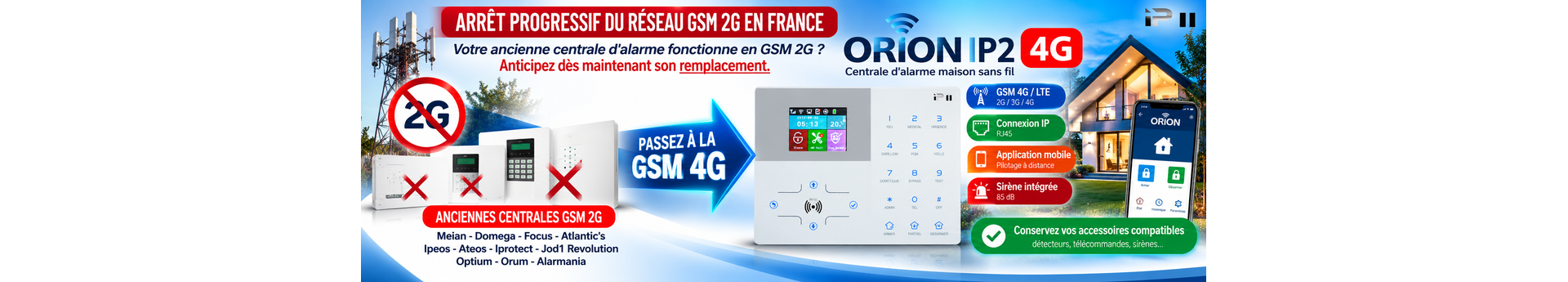 alarme maison sans fil Orion ip2 GSM 4G