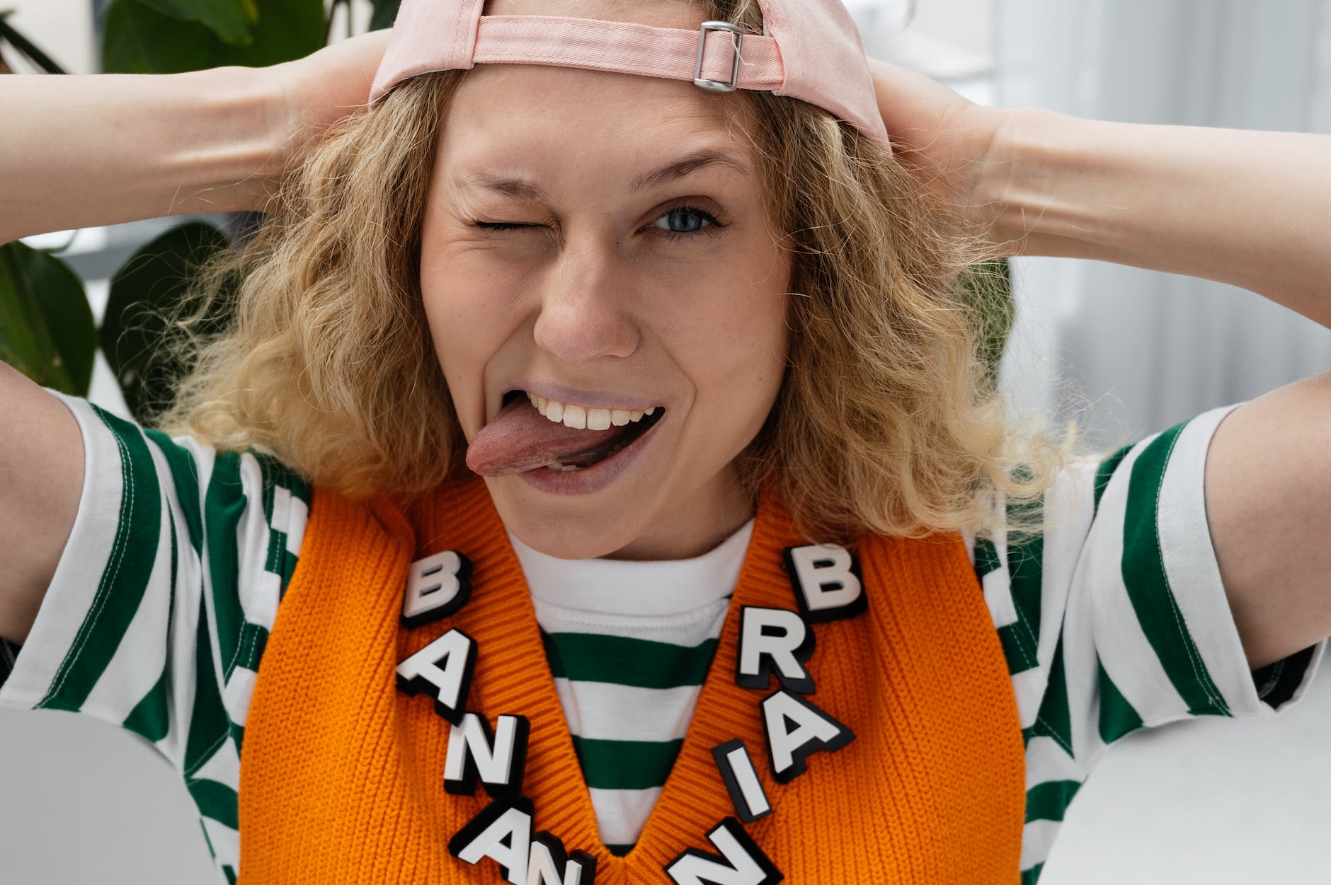 photo of a woman sticking her tongue out