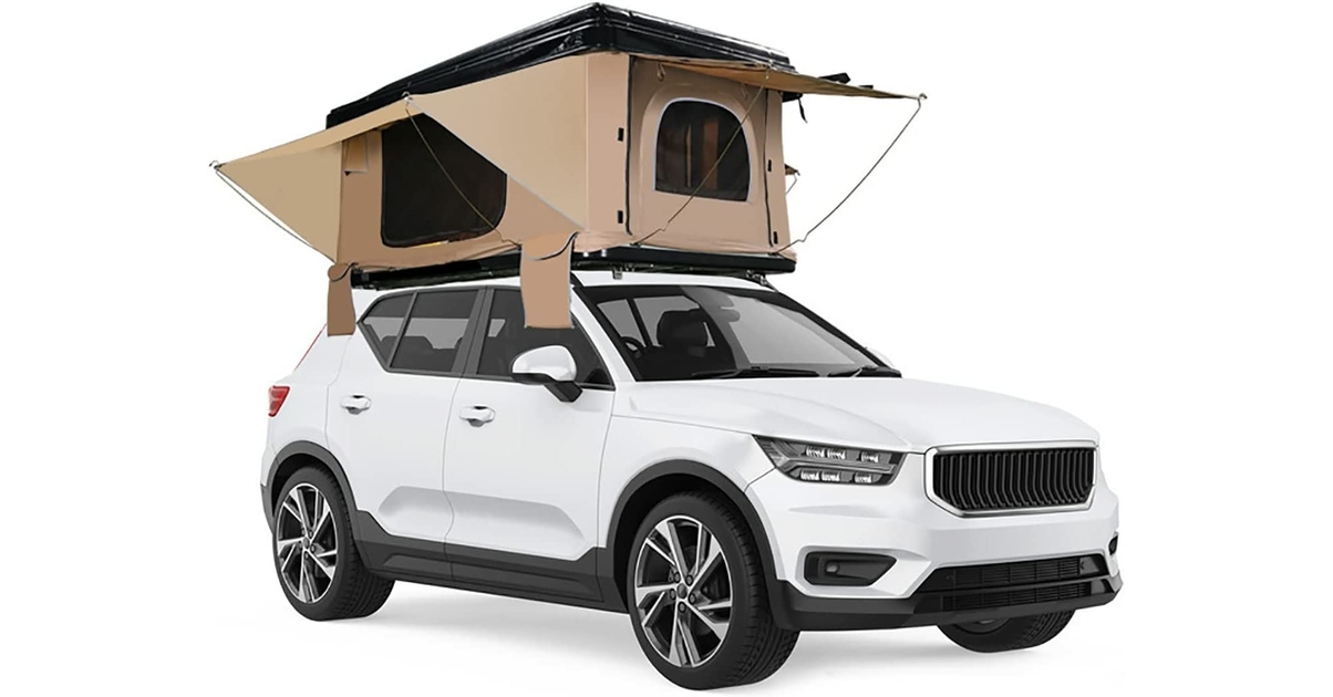 Toit De Tente Universel Beige – Pour Camionnette SUV 4x4 – Bragan – Matelas & Échelle Inclus
